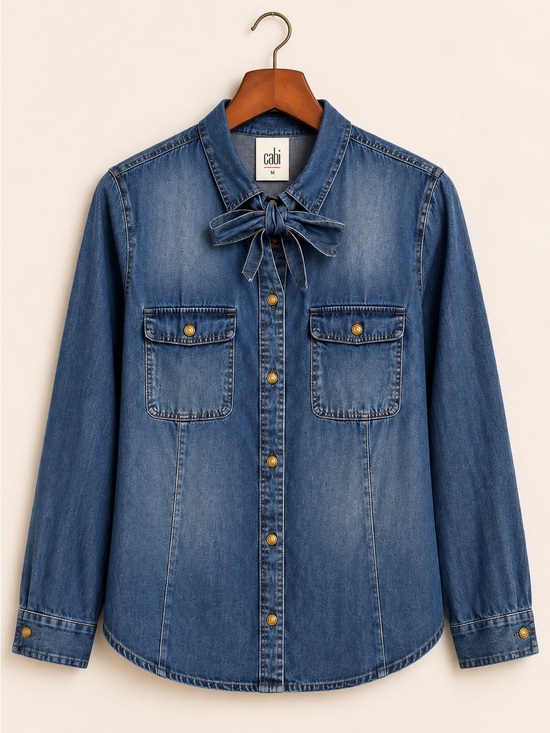CAbi Tops - Cabi Waterfront Denim Shirt #3290 | Tie Neck | NWT